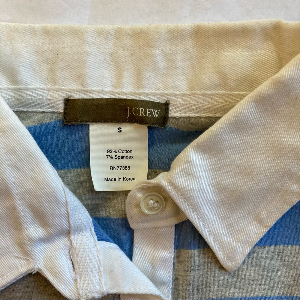 J. Crew Striped 3/4 Sleeve Shirt Blue/Gray Small - Picture 3 of 5